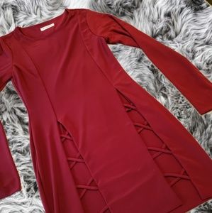 Red Thigh Lace Up "Rihanna Dress" Laura's Boutique